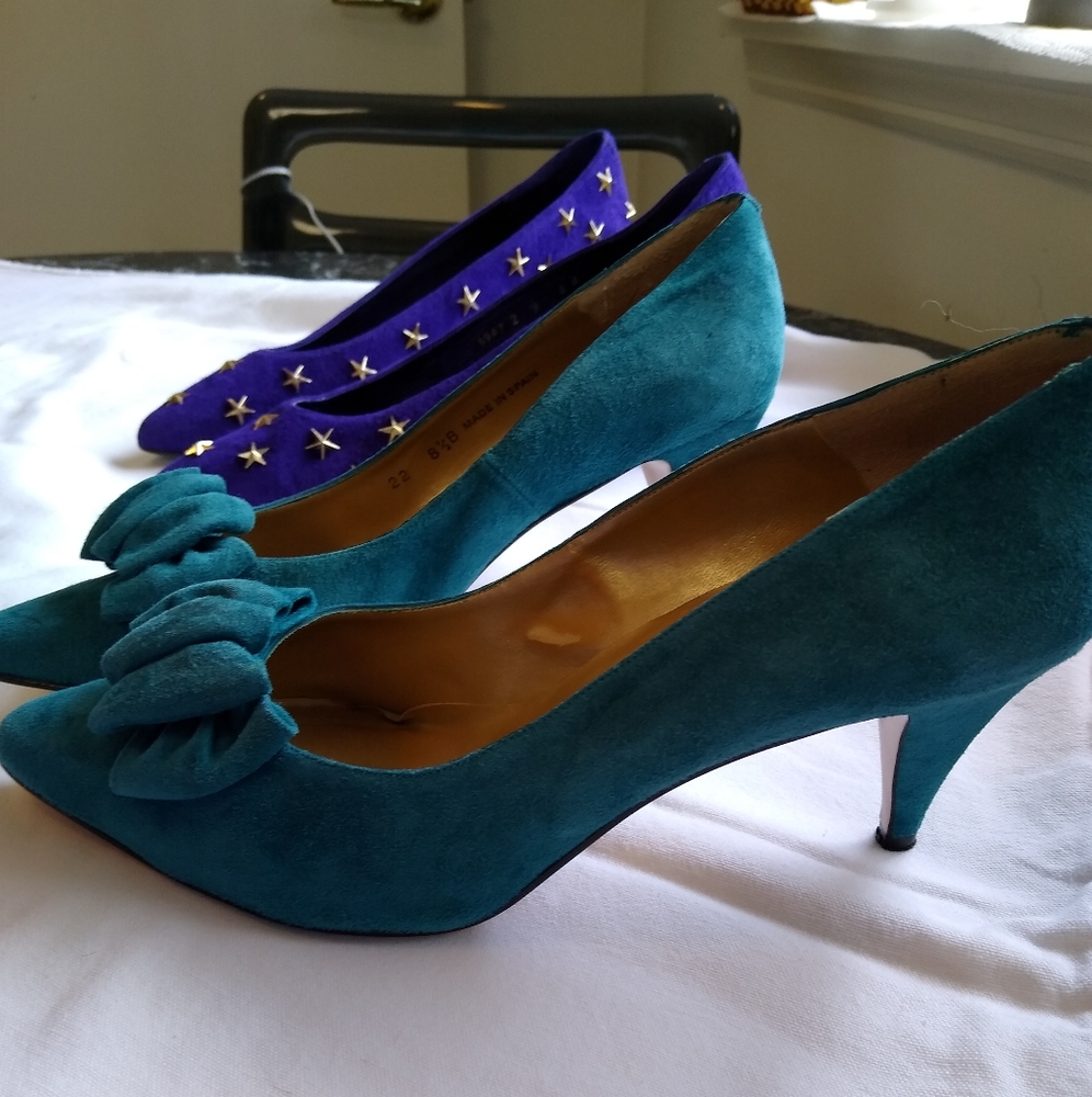 Turquoise suede heels size 8